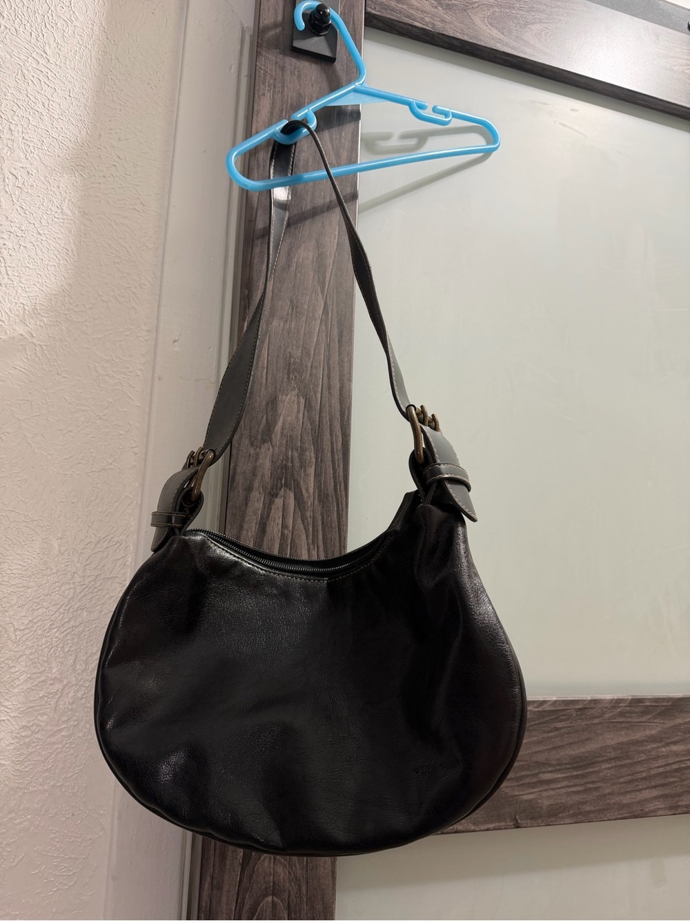 Steve Madden Black Leather Shoulder Hobo Bag